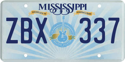 MS license plate ZBX337
