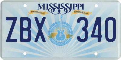 MS license plate ZBX340
