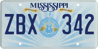 MS license plate ZBX342