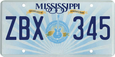 MS license plate ZBX345