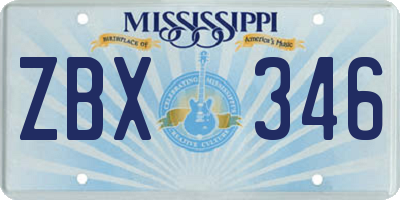 MS license plate ZBX346