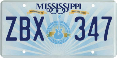 MS license plate ZBX347