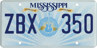 MS license plate ZBX350