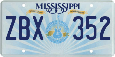 MS license plate ZBX352