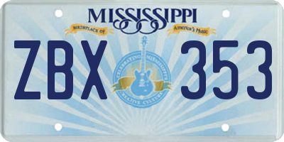 MS license plate ZBX353