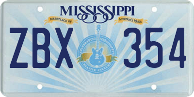 MS license plate ZBX354