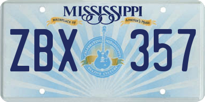 MS license plate ZBX357