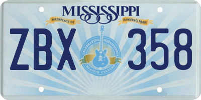 MS license plate ZBX358