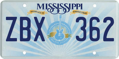 MS license plate ZBX362