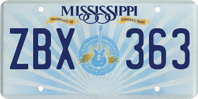 MS license plate ZBX363