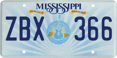 MS license plate ZBX366