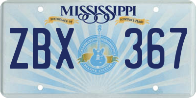 MS license plate ZBX367