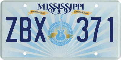MS license plate ZBX371