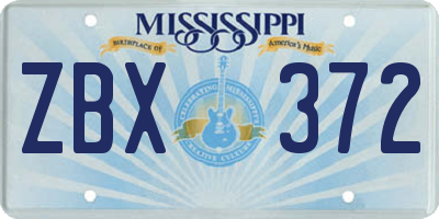 MS license plate ZBX372