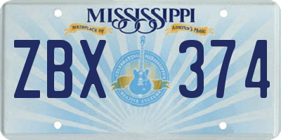 MS license plate ZBX374