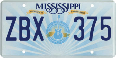MS license plate ZBX375