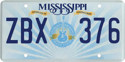 MS license plate ZBX376
