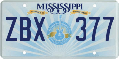 MS license plate ZBX377