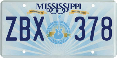 MS license plate ZBX378