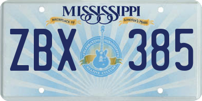 MS license plate ZBX385