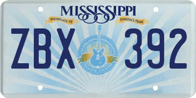 MS license plate ZBX392