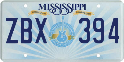 MS license plate ZBX394