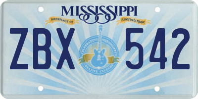 MS license plate ZBX542