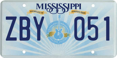 MS license plate ZBY051