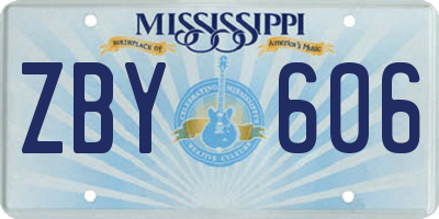 MS license plate ZBY606