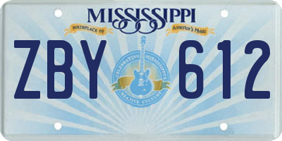 MS license plate ZBY612