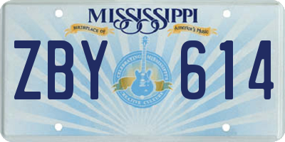 MS license plate ZBY614