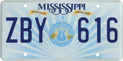 MS license plate ZBY616