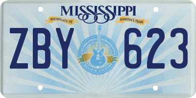 MS license plate ZBY623