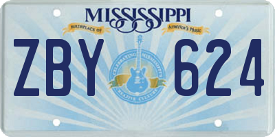 MS license plate ZBY624