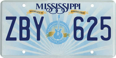 MS license plate ZBY625
