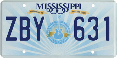 MS license plate ZBY631
