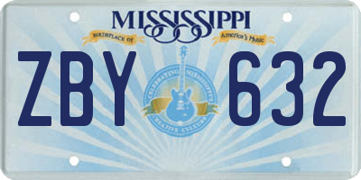 MS license plate ZBY632