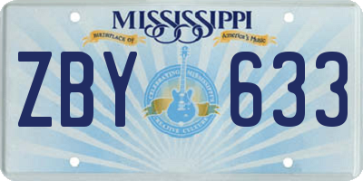 MS license plate ZBY633