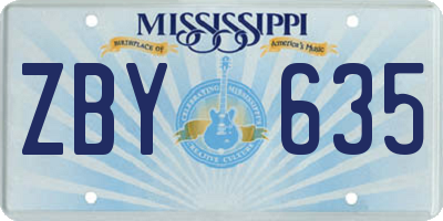 MS license plate ZBY635