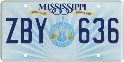 MS license plate ZBY636