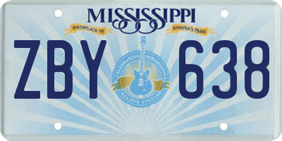 MS license plate ZBY638