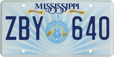 MS license plate ZBY640