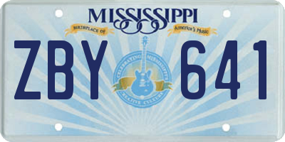 MS license plate ZBY641