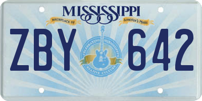 MS license plate ZBY642