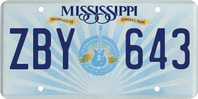 MS license plate ZBY643