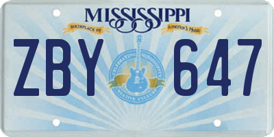 MS license plate ZBY647