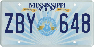 MS license plate ZBY648