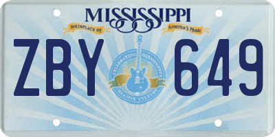 MS license plate ZBY649