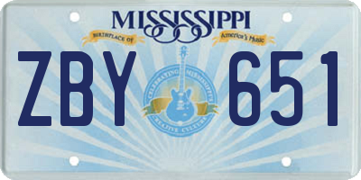 MS license plate ZBY651