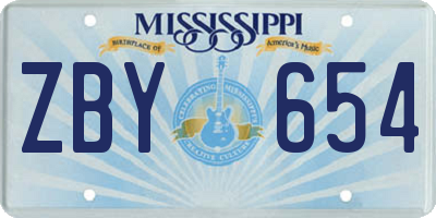 MS license plate ZBY654